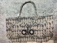 Bolso de Mano Alo Yoga Shibori Tie-Dye Gris Blanco Algodón Bolso de Mano Comprador Gimnasio Viaje