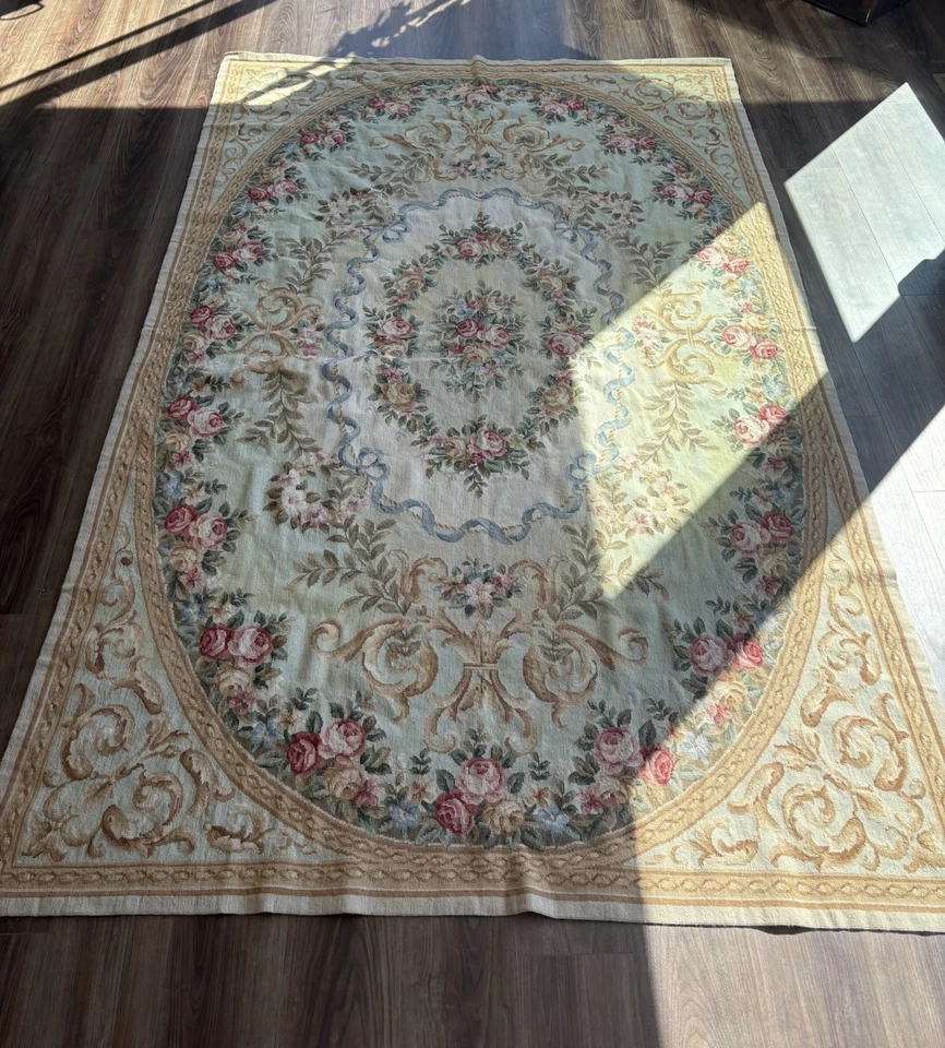 Alfombra oriental floral tradicional tejida/tejida a mano - estilo Bridgerton Foto 4 de 4