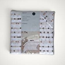 Next King Size Spot Bedset Neutral Off White Beige Duvet 2 Pillowcase Set