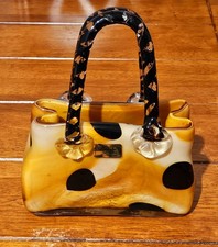 MCM Vincenza Collection Handmade Glass Handbag Vase, Italian Art Glass Purse
