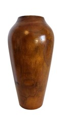Vintage Hand Turned Wooden Tapered Rustic Vase Wood Grain Pegged Bottom 10