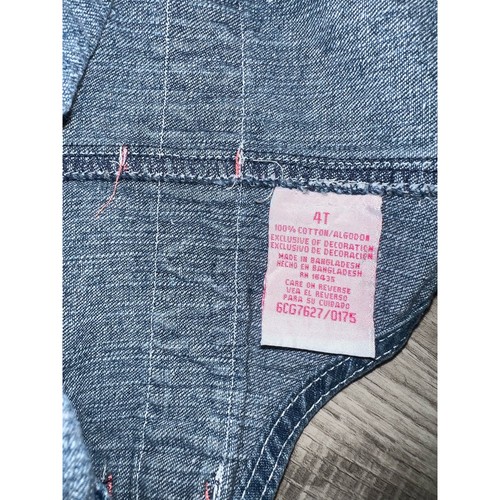 Vintage whale denim short overalls girls size 4T. Blue /Pink embroidered whales - Picture 3 of 4