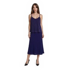 Alex Evenings Maxi Evening Dress Women's Size 8P Purple Metallic Formal Gown Set