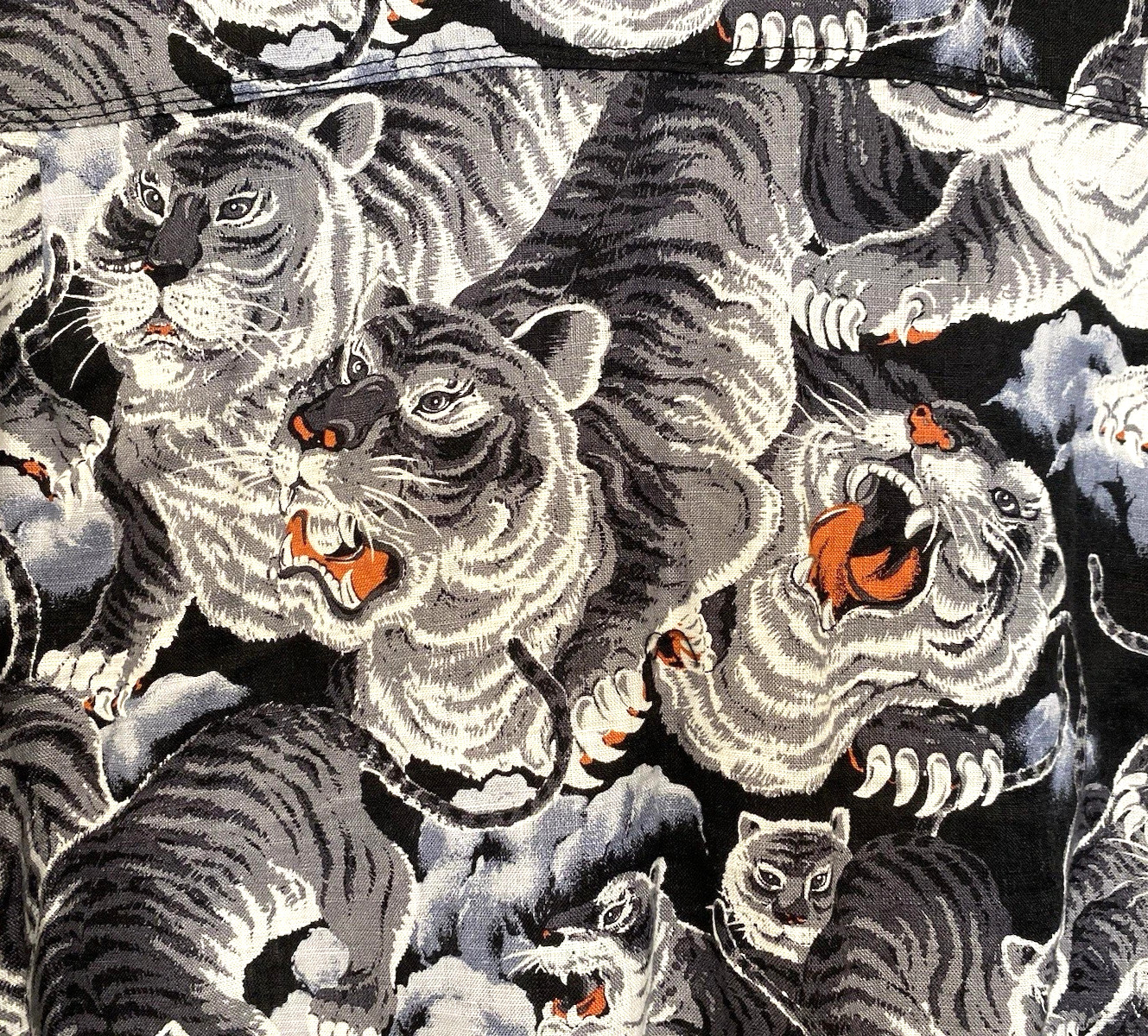 RARE Freenote Cloth Linen 100 Tiger One Hundred Tigers Hawaiian Aloha Shirt   XL image 2