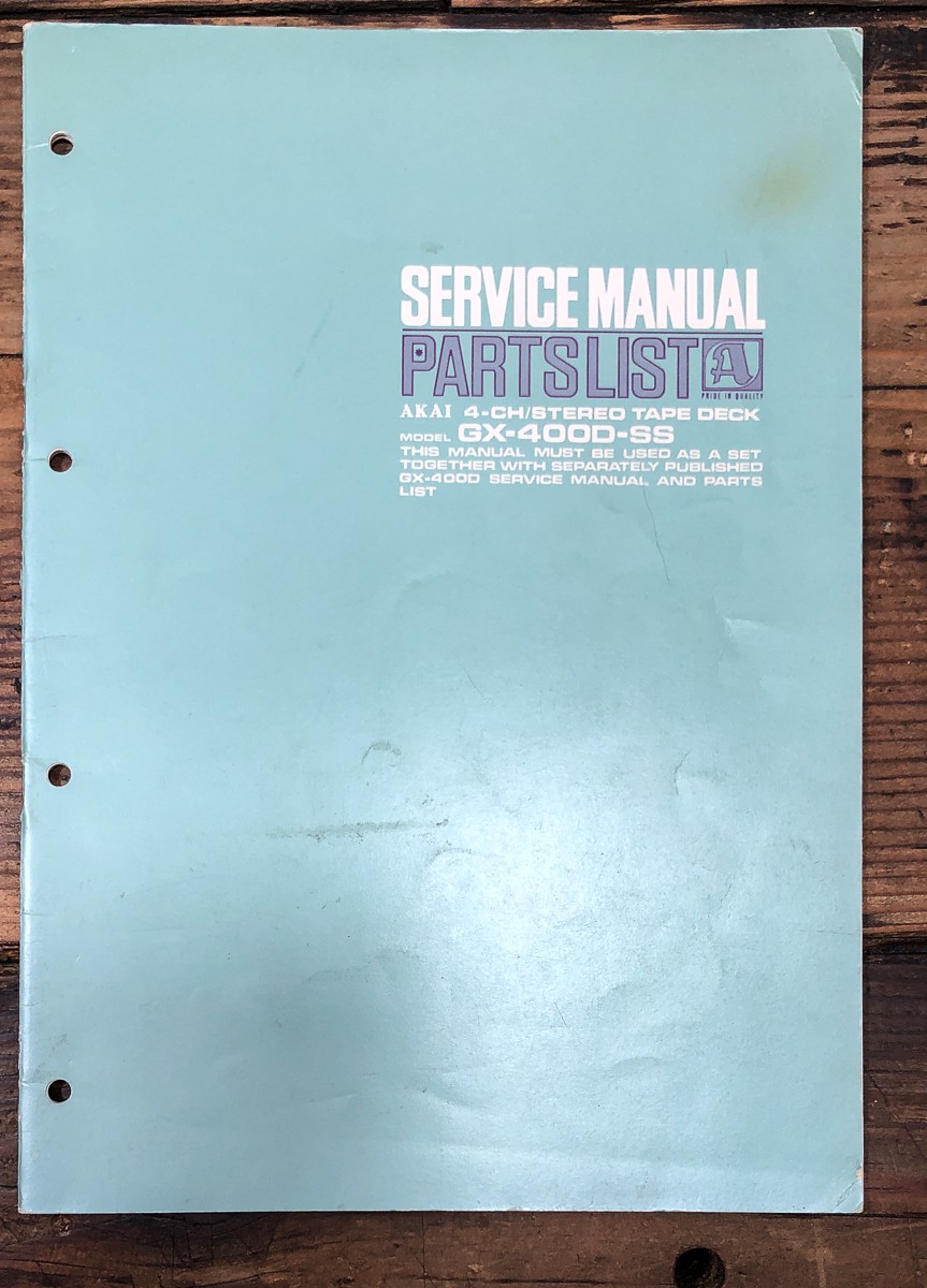 Akai GX-400D SS Reel to Reel Service Manual *Original*