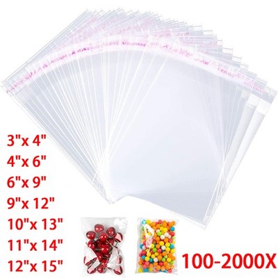 Clear Resealable Self Sealing Cello Cellophane Bag Plastic OPP Poly Bag Any Size