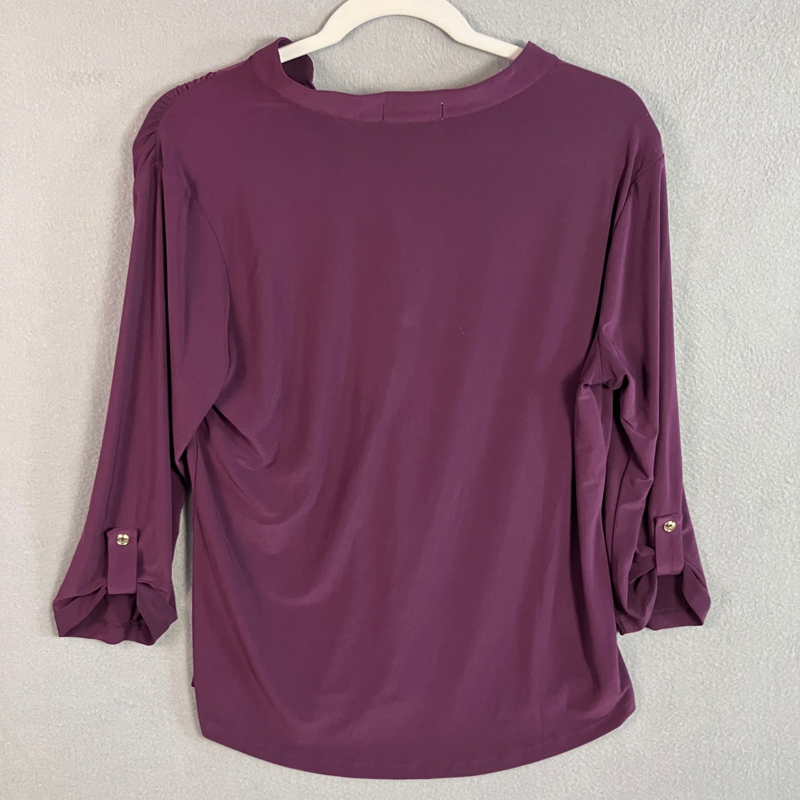 Joie de Vivre Women's Roll-Tab Sleeve Blouse Size M Purple NWT