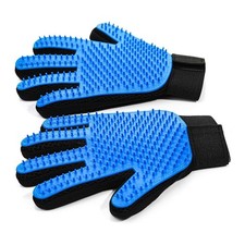 Pet Hair Removal Glove for Dogs  Cats, 2-Pack Blue, Deshedding Brush  Massage