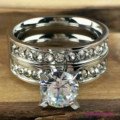 3.50 Ct Round Lab-Created Diamond Ring Set Channel Set Band 14K White Gold Over