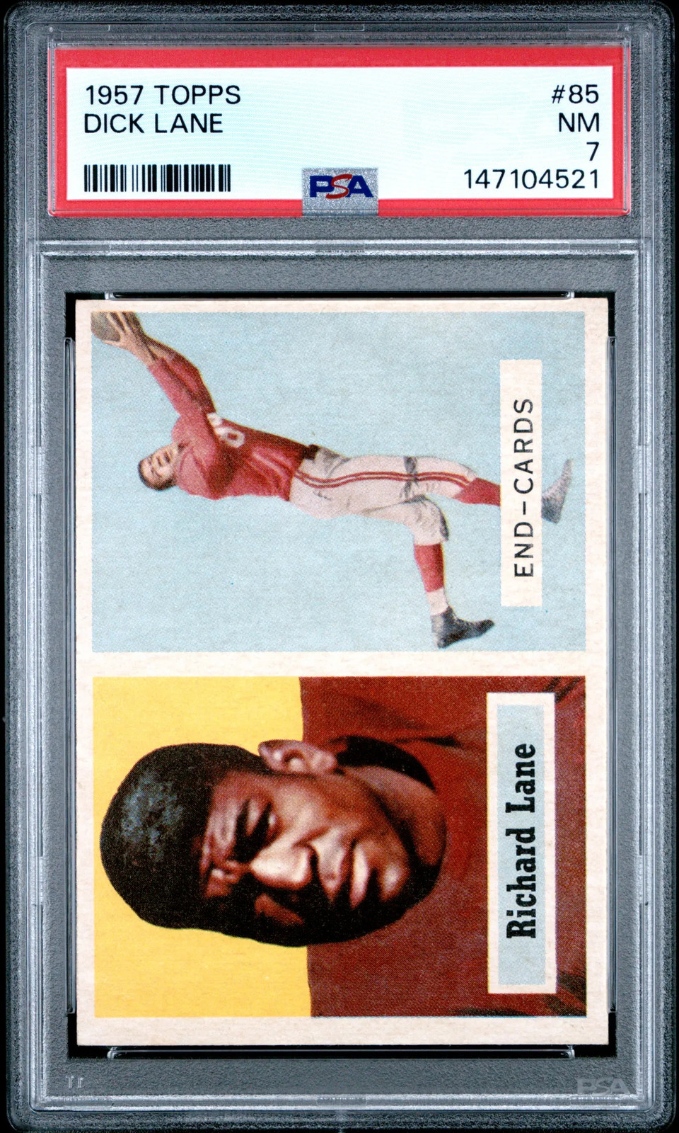 1957 Topps #85 Dick Lane Rookie HOF Cardinals PSA 7