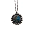 Sterling Silver Vintage Zuni Turquoise 18" Necklace w/ Beaded Halo Design