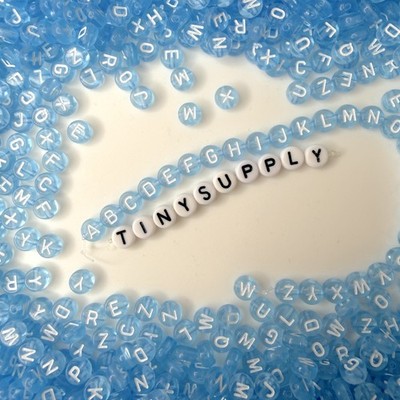 Translucent LIGHT BLUE, White Letter A-Z Alphabet Individual Beads (7MM)