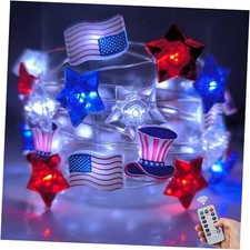 Red White and Blue Patriotic String Lights- 13.7FT 40 LED 40 Fairy Lights