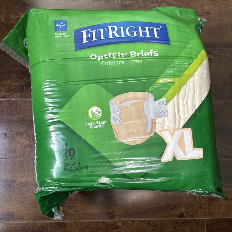 NEW Medline FitRight OptIFit Briefs Ultra Adult Diapers Size XL 20 Count