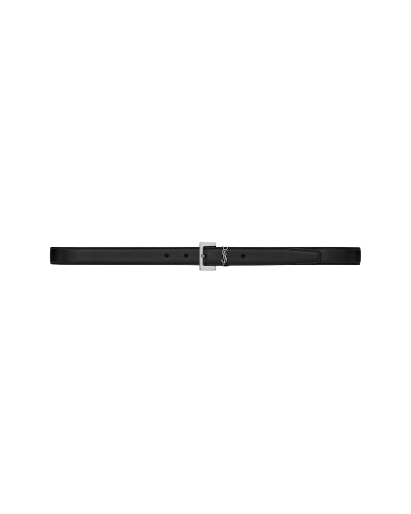 SAINT LAURENT $475 Black Cassandre Leather Belt New & Authentic