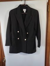 H M Jacket/Blazer, Size S, Black Double Breasted/Gold Buttons/Lined, 6258