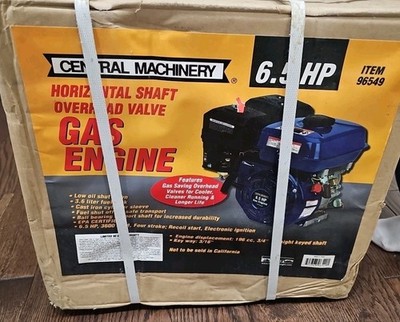 6.5HP 4 Stroke Horizontal Shaft Overhead Valve GasEngine Central Machinery 96549