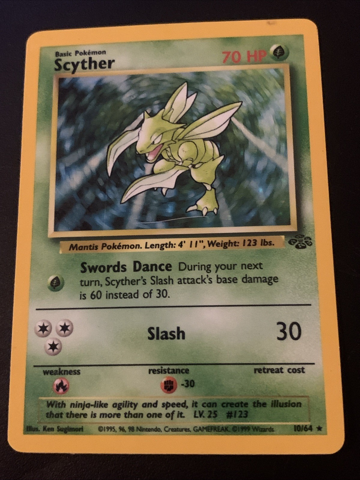 Pokemon Card TCG Scyther 10/64 Holographic Rare Jungle Played