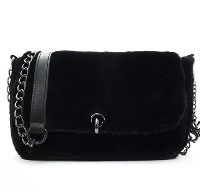 Gilda Paris Plush Faux Fur Crossbody with Gunmetal Chain Hardware
