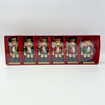 Pier One Nutcracker Place Card Holder Set Of 6 New In Box Wood Party Christmas