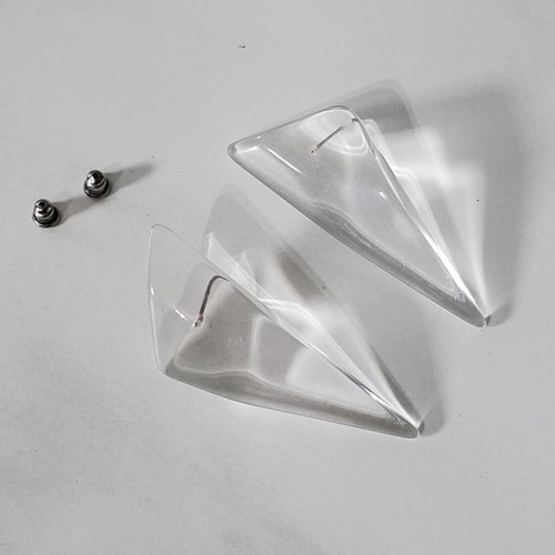 Vintage Ohrringe 80er Jahre Lucite transparent klar Dreieck - Bild 8 von 12