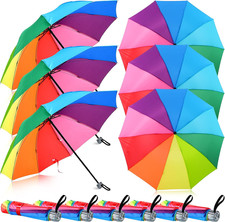 Rainbow Folding Umbrellas 6 Pack Windproof 10 Rib 39 Inch Compact Pride Parade