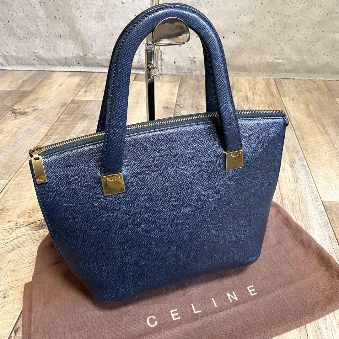 Celine Authentic Blue Leather Tote Bag G07111614