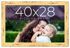 40x28 Frame Yellow Real Wood Picture Frame Width 1.25 inches | Interior Frame De