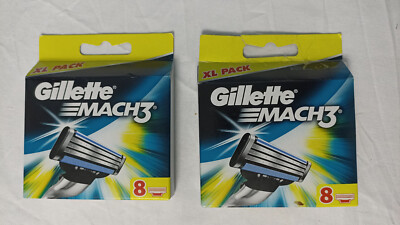 2x 8er Pack Gillette Mach 3 Rasierklingenkassetten mit Gleitstreifen - Brandneu