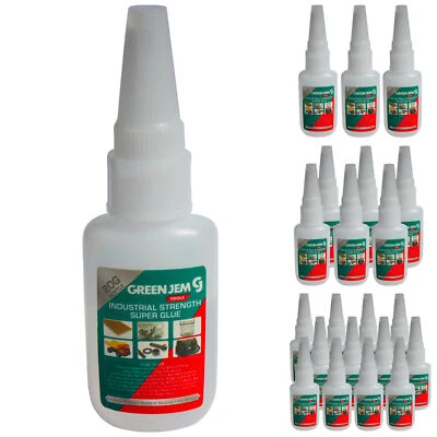 GREEN JEM Super Glue Strong 20g Bottles Industrial Strength 1 3 6 or 12s Cyanoacrylate