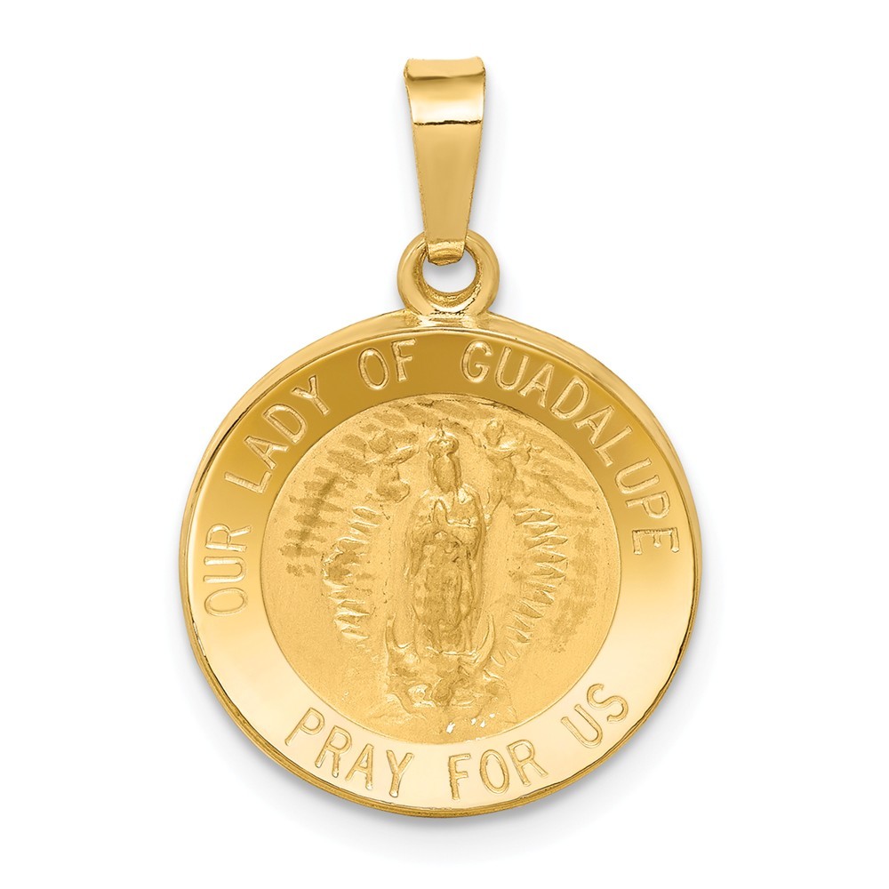 14K Yellow gold Hollow&Polished Lady Of Guadalupe Medal Pendant Charm 0.93-1.3GM 14K Yellow gold Hollow&Polished Lady Of Guadalupe Medal Pendant Charm 0.93-1.3GM