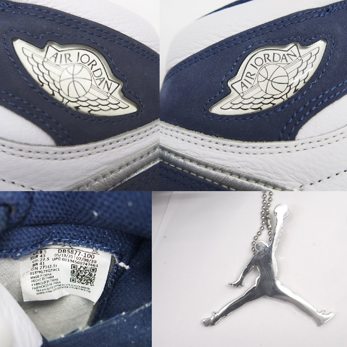 シューズ(男性用) Nike AirJordan1 High llic Navy 27.5 Jordan 1 Retro High White Midnight Navy for Sale