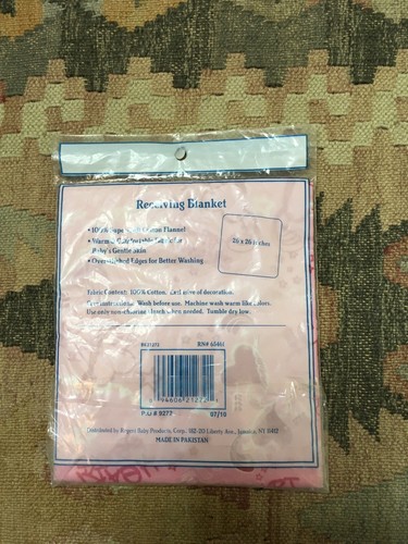 Baby King Receiving Blanket Pink Heart Beats 26x26 New In Package - Picture 2 of 2
