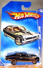 2009 Hot Wheels #136 Faster Than Ever 10/10 CHEVY NOVA Black w/Gold FTE Spokes