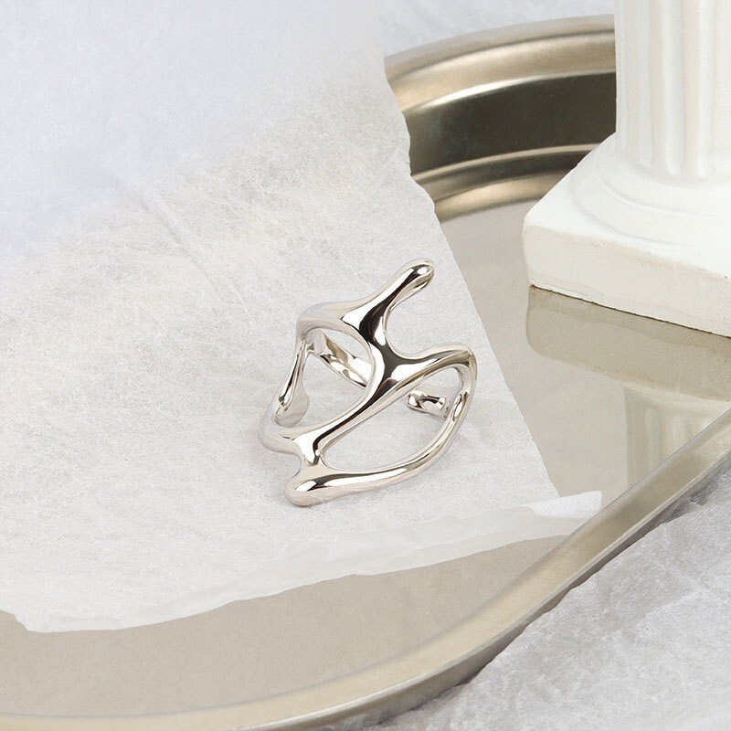 Women Geometric Stacking Irregular Metal Knuckle Open Ring Adjustable