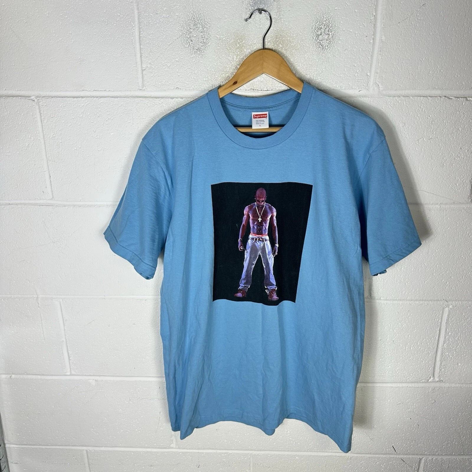 Chemise Supreme Homme Large Bleu Tupac Shakur SS20 Rap Tee Skater Made In USA