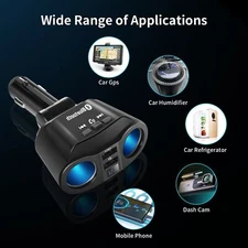 USB Car Charger Bluetooth Splitter Cigarette Lighter Fast Charge Switch Adapter