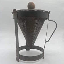 Metal Jelly Cone Strainer Colander Rustic Kitchen Farmhouse Primitive Vintage