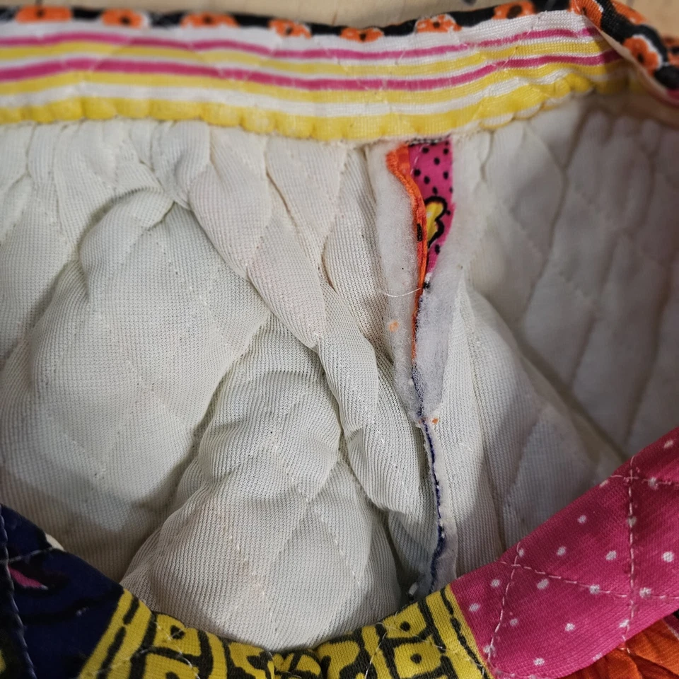 Vintage 60s Elephant Bell Bottom Pants Womens Size XS Quilted Groovy Pink Orange - Image 3 of 4