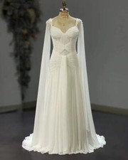 Simple White Wedding Dresses Backless Zipper Back Puff Sleeves Floor Length