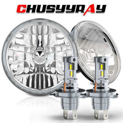 For 1979 1980 1981 Toyota Pickup Pair 7'' Inch Round LED Headlights Hi/Lo Beam