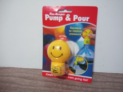 Jokari Fizz Keeper Pump & Pour Smiley Face Keeps Soft Drinks from Going Flat