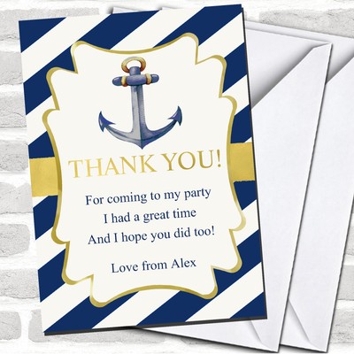 Blue Bunting Nautical Beach Party Thank You Cards