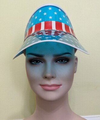 USA Flag Sun Visor Hat Red White And Blue Women display picture 1