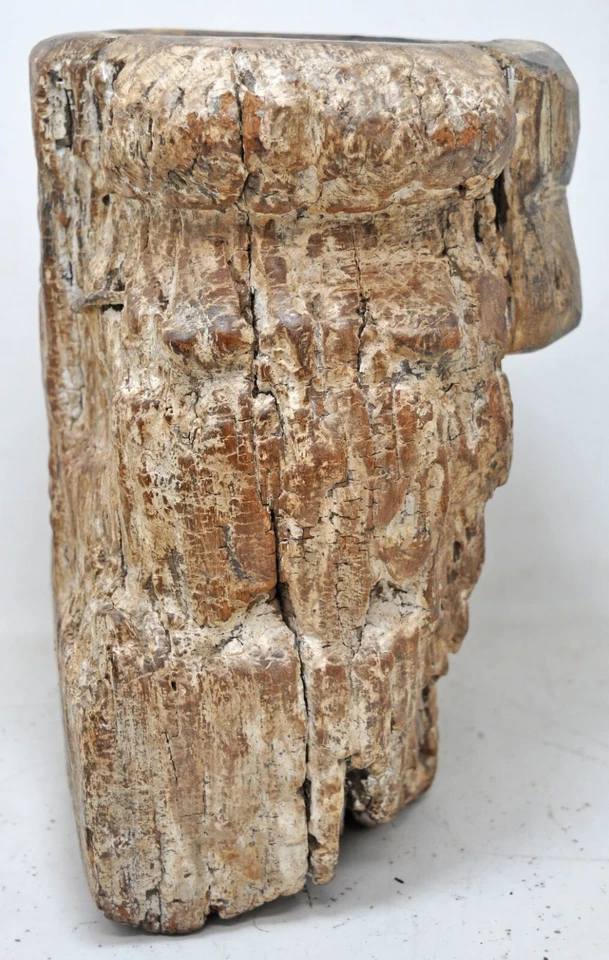 Antique Wooden Column Pillar Candle Holder Stand Original old Hand Carved - Image 4 of 4