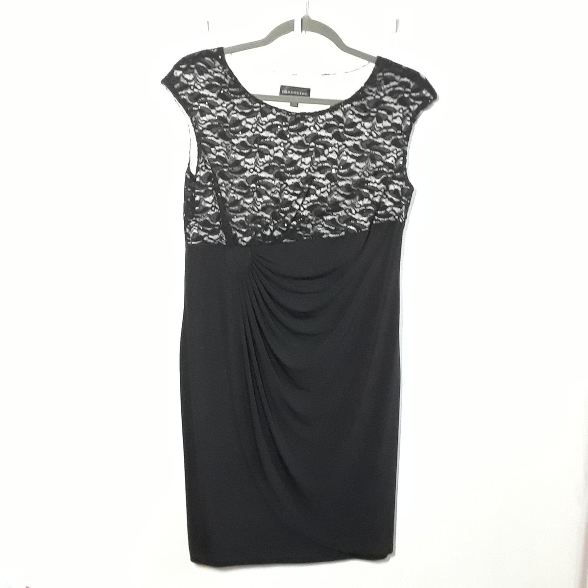 Connected Apparel Black Stretch Lace Dress - size 16 16W, VGUC! Cocktail  Party