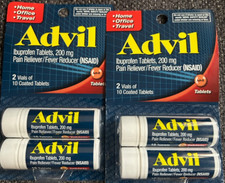 2 Pack Advil Ibuprofen 200 mg Travel Pocket 10 Ct Tablets Pain Fever Exp 12/26