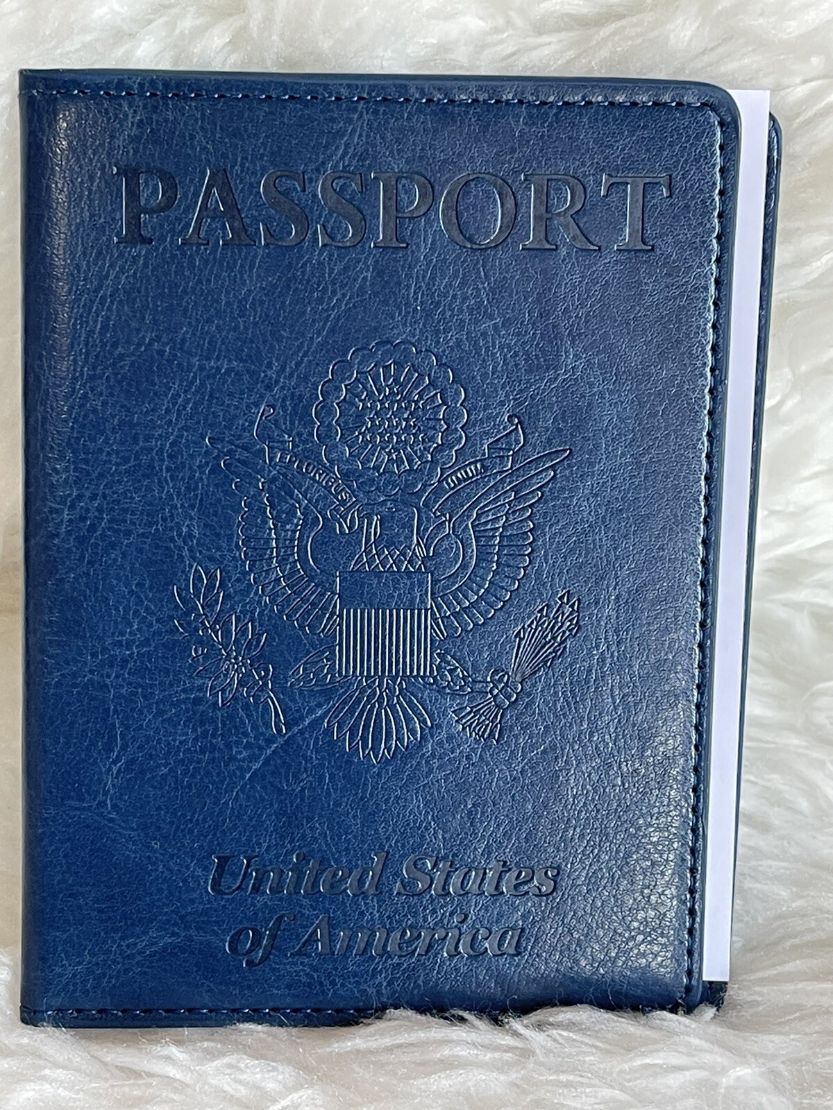Leather Passport Vaccine Card Passport Holder Travel Wallet Case Cover Blue NEW-image