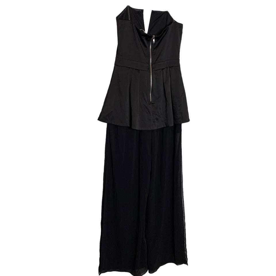 Mono Semilla Mostaza Mujer Pequeño Negro Sin Mangas Pierna Ancha Una Pieza Mameluco Foto 2 de 4