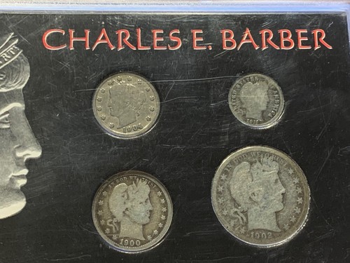 The Morgan Mint Charles E. Barber Coin Collection V5C, 10C, 25C & 50C in Frame - Picture 3 of 8